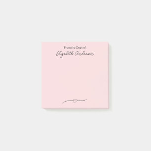 From the Desk of Pink and Black Script Name Heart Post-it Notes