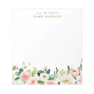 From The Desk Of Pink Watercolor Floral Botanical Notepad
