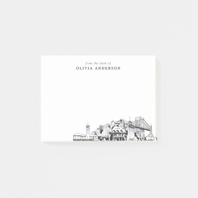 From the Desk of Portland Skyline Personalised Post-it Notes (Front)