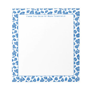 From The Desk Of Preppy Blue & White Animal Print Notepad