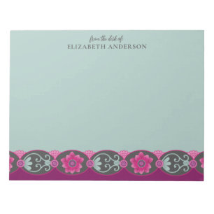 From the Desk of Pretty Teal Floral Notepad