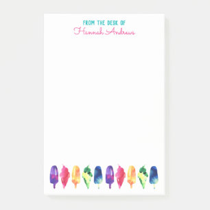 From The Desk Of Rainbow Watercolor Ice Cream Post-it Notes