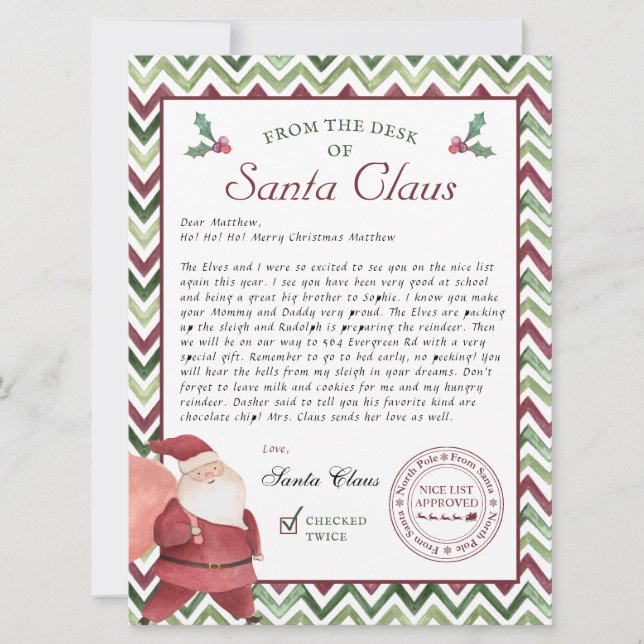 From the Desk of Santa Claus | Christmas Letter (Front)