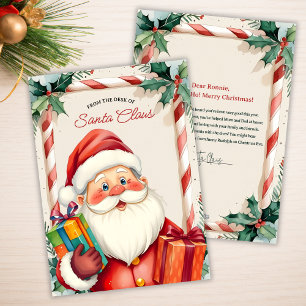 From the Desk of Santa Kids Christmas Note Letter Holiday Card