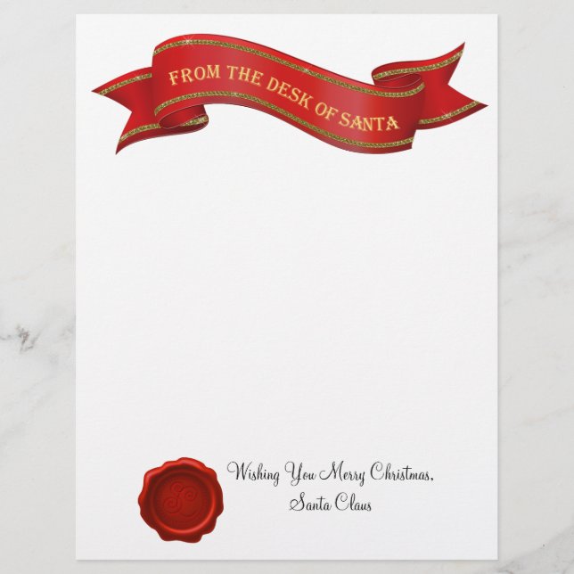 From the Desk of Santa Letter with Seal - editable (Front)