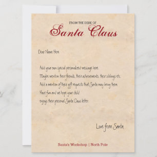 From The Desk Of Santa Personalised Letter