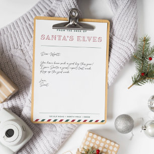 From the Desk of Santa's Elves Blank Christmas Custom Letterhead
