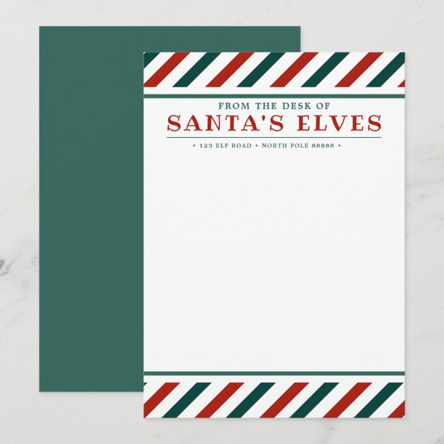From the Desk of Santa's Elves Blank Note Card (Front/Back)