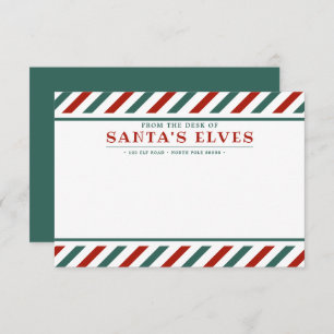 From the Desk of Santa's Elves Blank Note Card