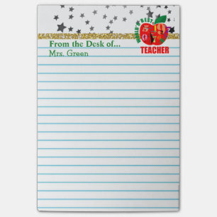 From the Desk of Teacher Apple Personalised Name Post-it Notes