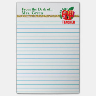 From the Desk of Teacher Apple Personalised Name Post-it Notes