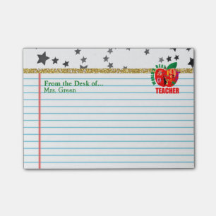 From the Desk of Teacher Name   Apple Personalised Post-it Notes