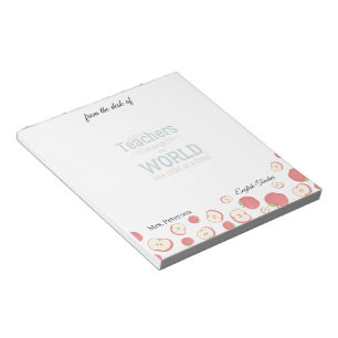 From the desk of teacher name red apple quote notepad