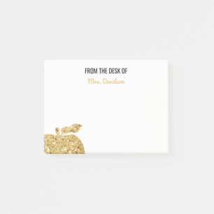 From The Desk Of Teacher Personalised Gold Apple Post-it Notes