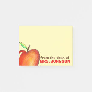 From the Desk of Teacher Red Apple Personalised Post-it Notes