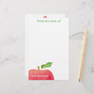 From The Desk of Teacher Red Apple Personalised Stationery