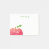 From The Desk of Teacher Red Watercolor Apple