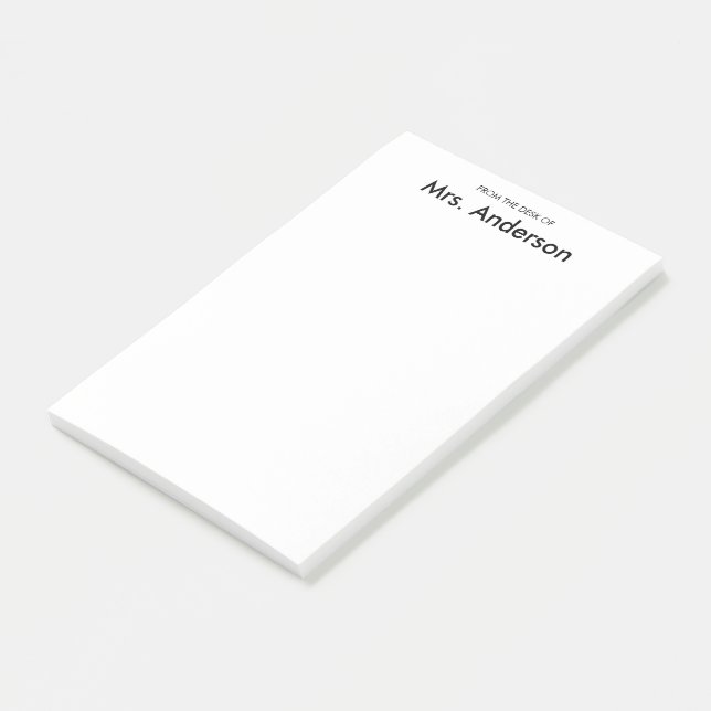 From the Desk of Teacher's NameWhite Post-it Notes (Angled)
