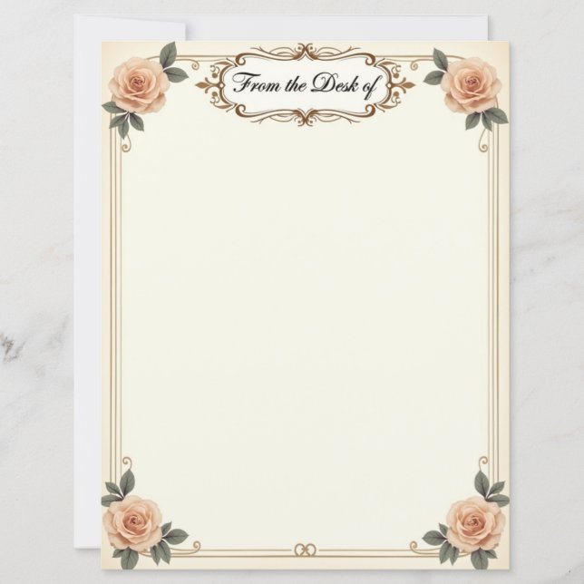From the Desk of – Vintage Floral Stationery (Front)