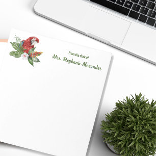 From the Desk Of Watercolor Tropical Bird Teachers Notepad