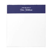 From The Desk Of White Script Navy Blue Border
