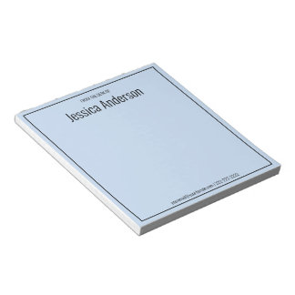 From the Desk of Your Name Light Blue & Black Text Notepad