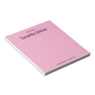 From the Desk of Your Name Light Pink and Black Notepad