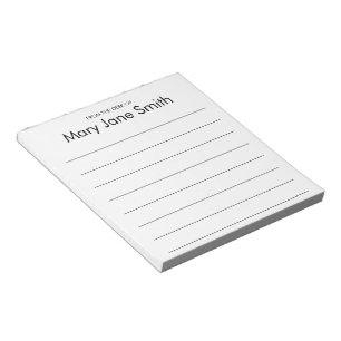 From the Desk Your Name White and Black Lined Notepad