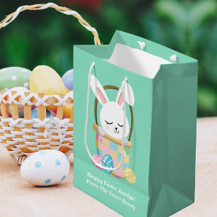 From The Easter Bunny Cute Custom Teal Kids Gift Medium Gift Bag