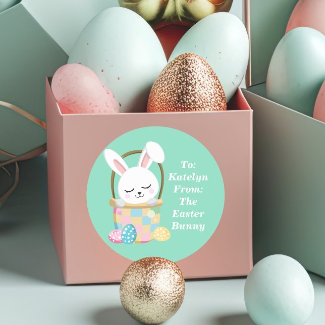 From The Easter Bunny Cute Pastel Green Kids Gift Classic Round Sticker (Creator Uploaded)