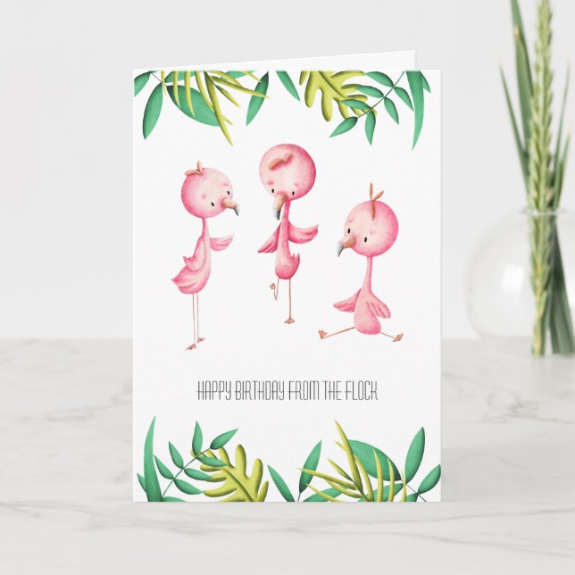From the Flock Flamingo Tropical Birthday  Card (Front)