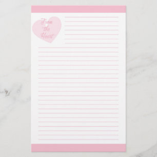 From the Heart Pink Lined Stationery