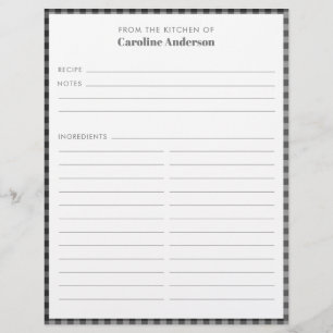 From The Kitchen Black Grey Plaid Recipe Custom Flyer