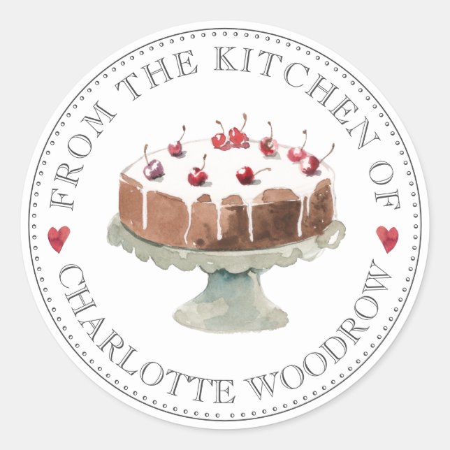 From The Kitchen Of Baker's Personalised Food Classic Round Sticker (Front)