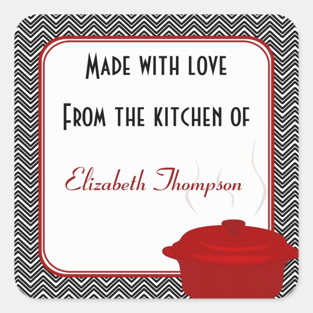 From The Kitchen of Black and Red Small Square Sticker (Front)