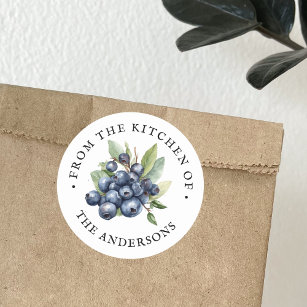 From The Kitchen Of   Blueberries Watercolor Classic Round Sticker