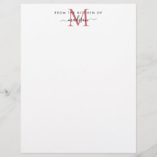 From the Kitchen of Burgundy Red Monogram Recipe