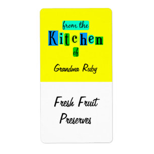 From the Kitchen of Custom Blue Green Recipe Label