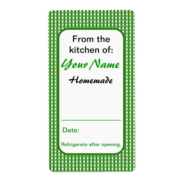 From the Kitchen Of Custom Canning Labels Green (Front)