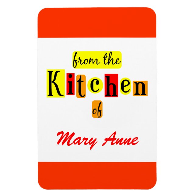 From the Kitchen of Custom Retro Red Fridge Magnet (Vertical)