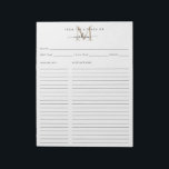 From the Kitchen Of Gold Monogram Recipe Sheet Notepad<br><div class="desc">Modern Elegant Stylish Personalised From the Kitchen Of Gold Monogram Script Name Recipe Sheet Notepad</div>