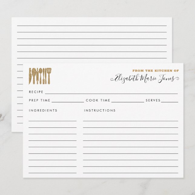 From the Kitchen of Gold Utensils Script Recipe (Front/Back)