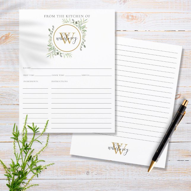 From The Kitchen Of Greenery Monogram Recipe Card (Creator Uploaded)