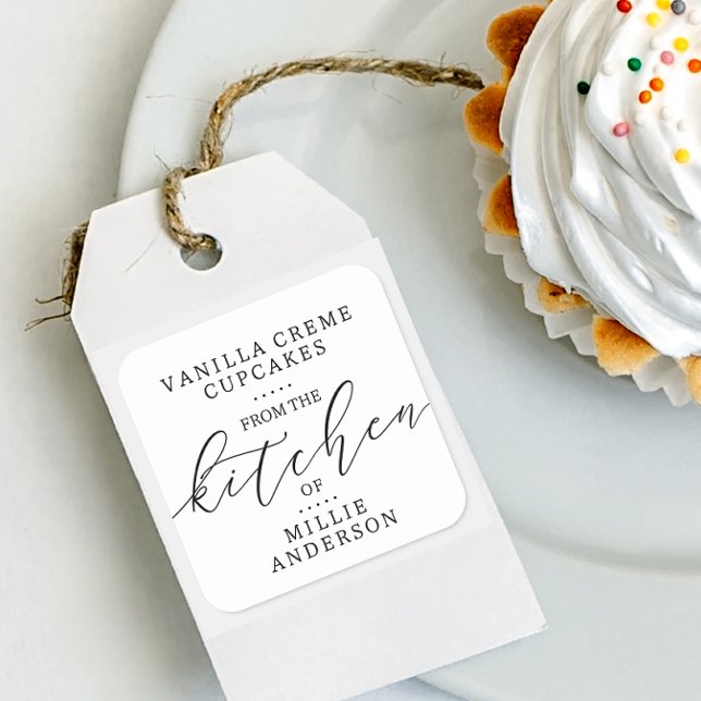 From the Kitchen of Handwritten Script Baked Goods Square Sticker (Creator Uploaded)