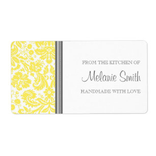 From the Kitchen of Labels Yellow Damask