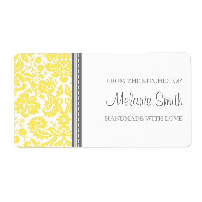 From the Kitchen of Labels Yellow Damask (Front)