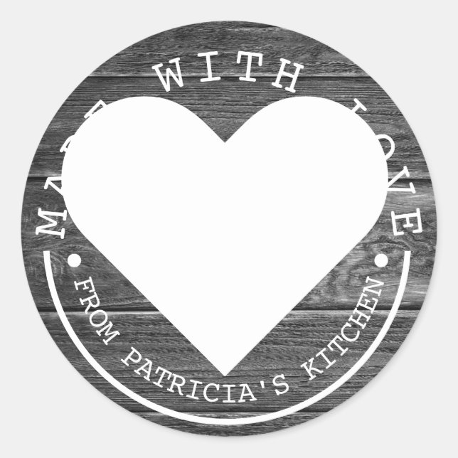 From The Kitchen Of - Made With Love Black Wood Classic Round Sticker (Front)
