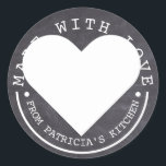 From The Kitchen Of - Made With Love Chalkboard Classic Round Sticker<br><div class="desc">Made with love stickers to make give your baked gifts a special label.</div>
