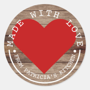 From The Kitchen Of - Made With Love Rustic Wood Classic Round Sticker