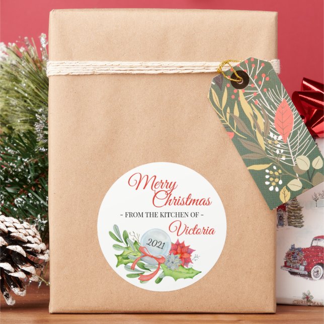 From the Kitchen of Merry Christmas Classic Round Sticker (Holiday)